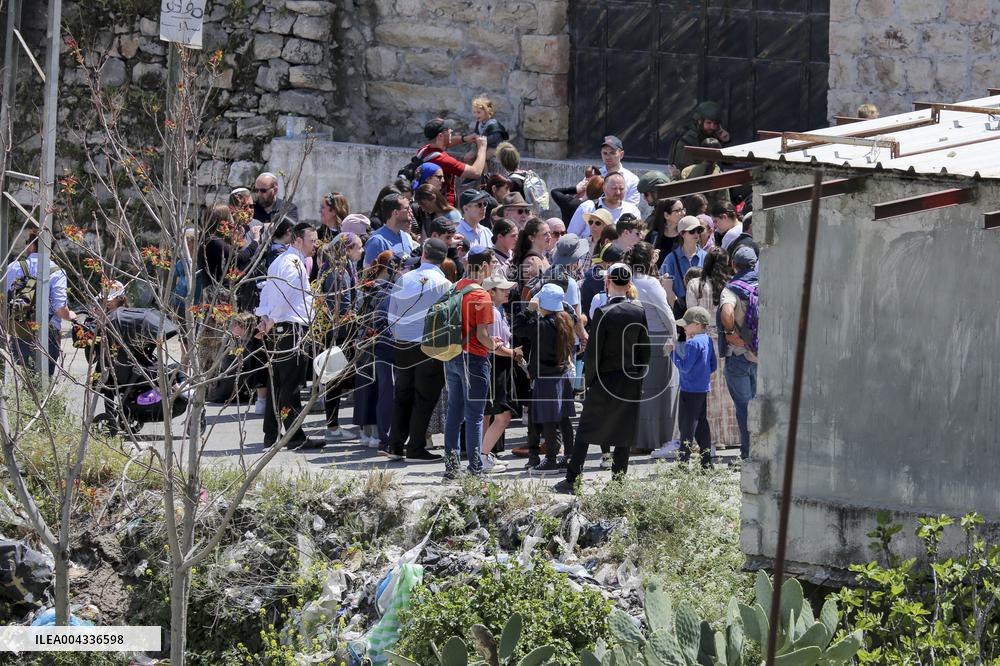 Israeli forces block the streets during Passover in Hebron