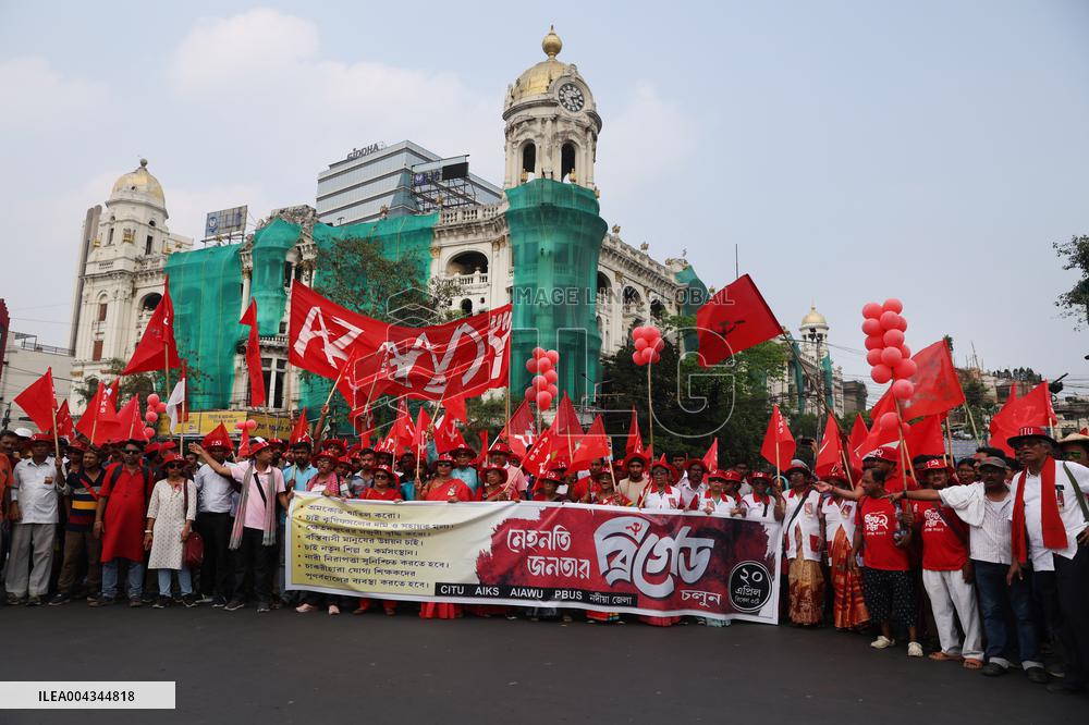 Leftist People Attend A Protest Rally In Kolkata, India