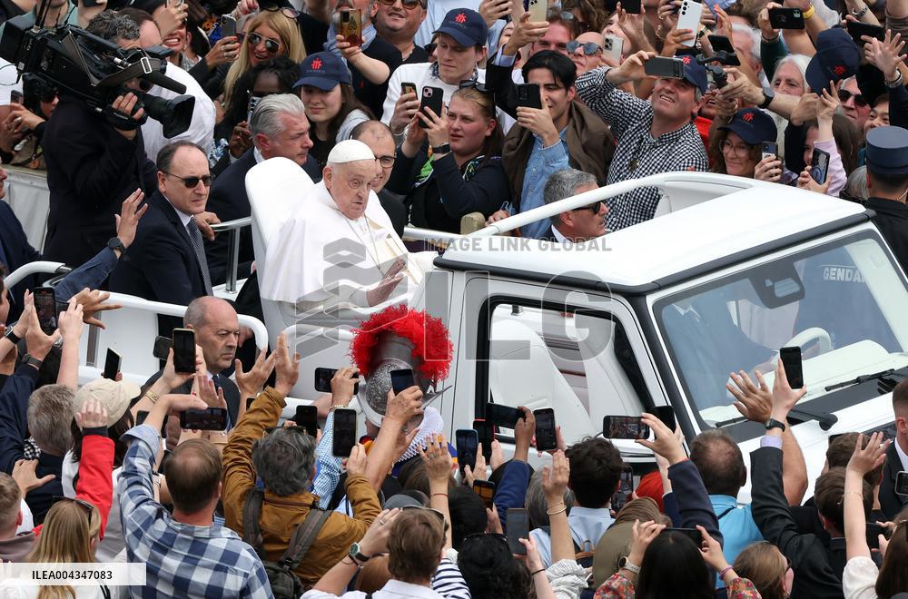 Pope Francis On The Popemobile After Holy Mass Of Easter Sunday