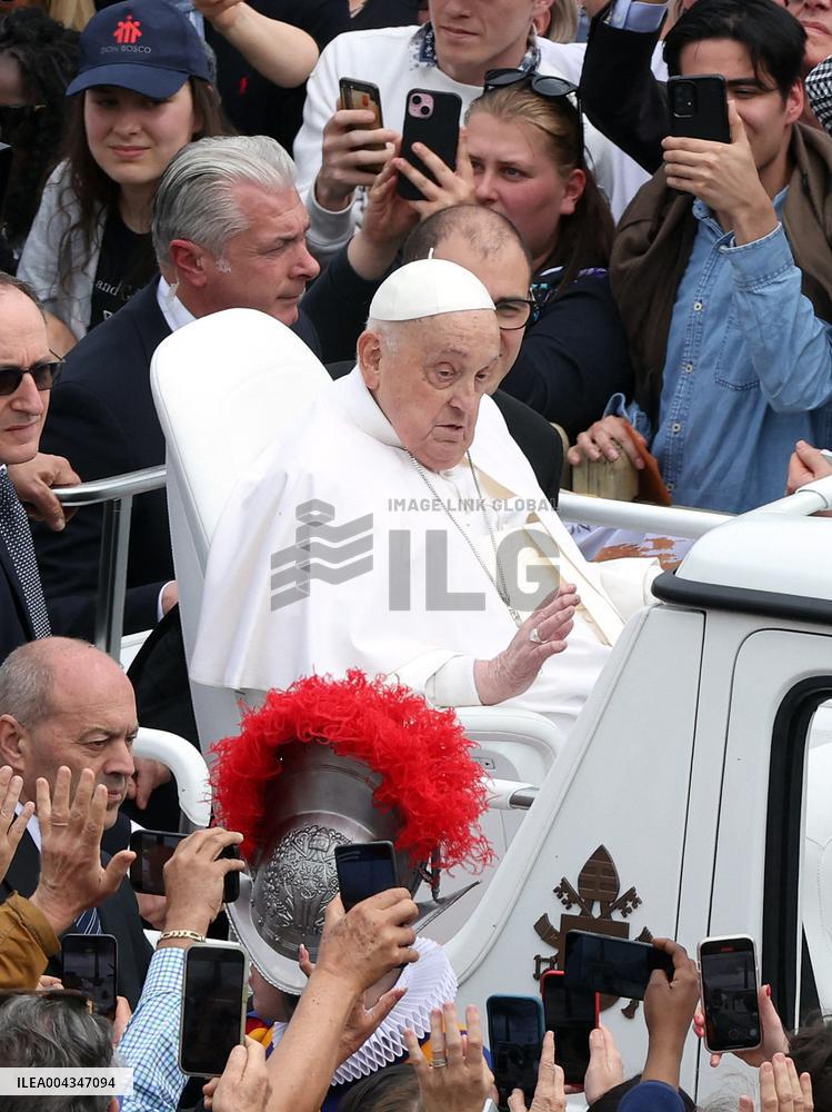Pope Francis On The Popemobile After Holy Mass Of Easter Sunday