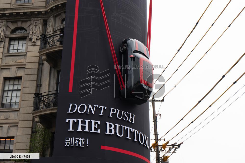 BMW MINI COOPER Car Parked On Building Wall in Shanghai