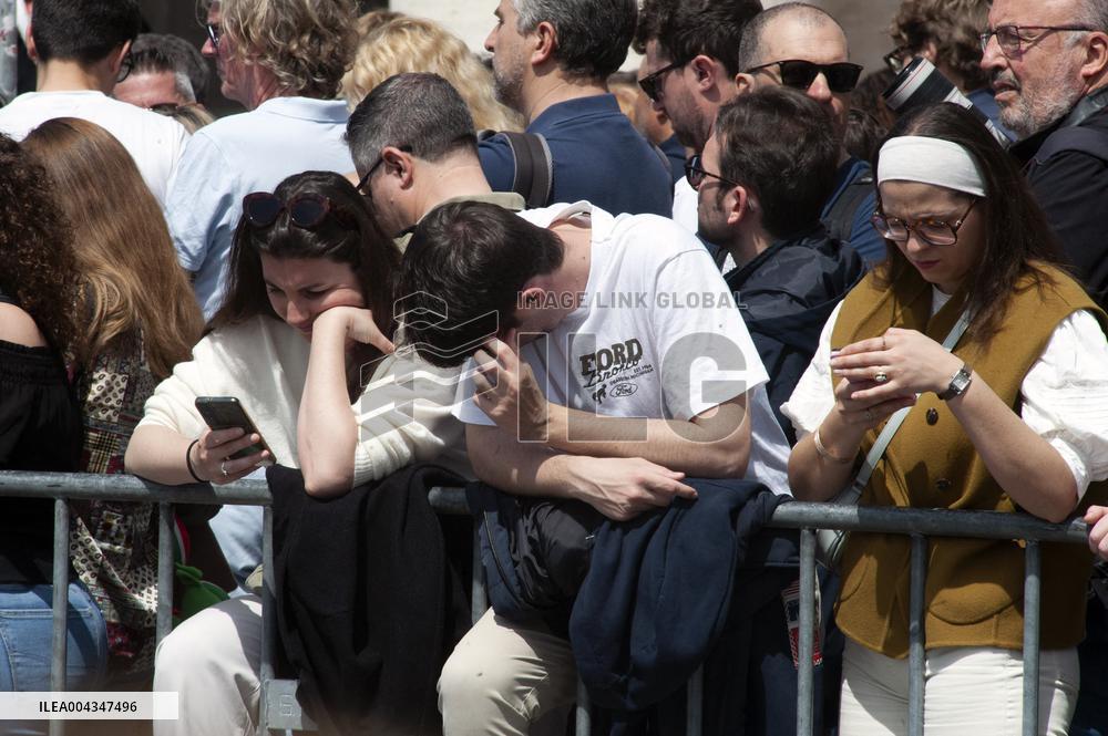 Faithful Gather in St Peters Square After the Death of Pope Francis - Vatican