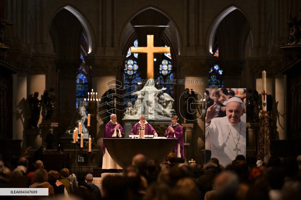 Mass at Notre Dame de Paris following Pope Francis death - FA