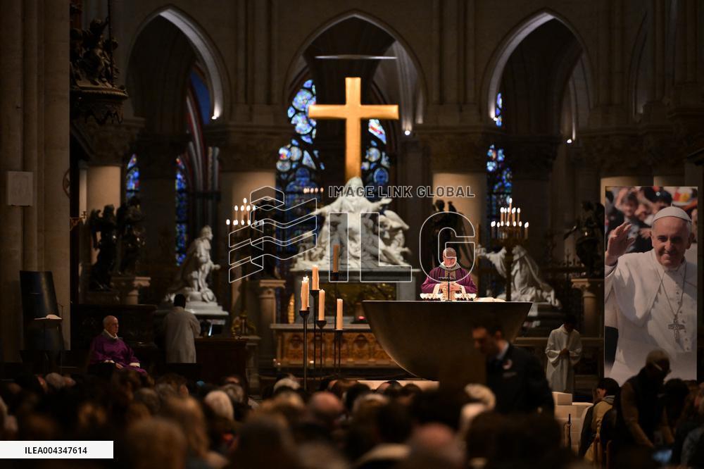 Mass at Notre Dame de Paris following Pope Francis death - FA