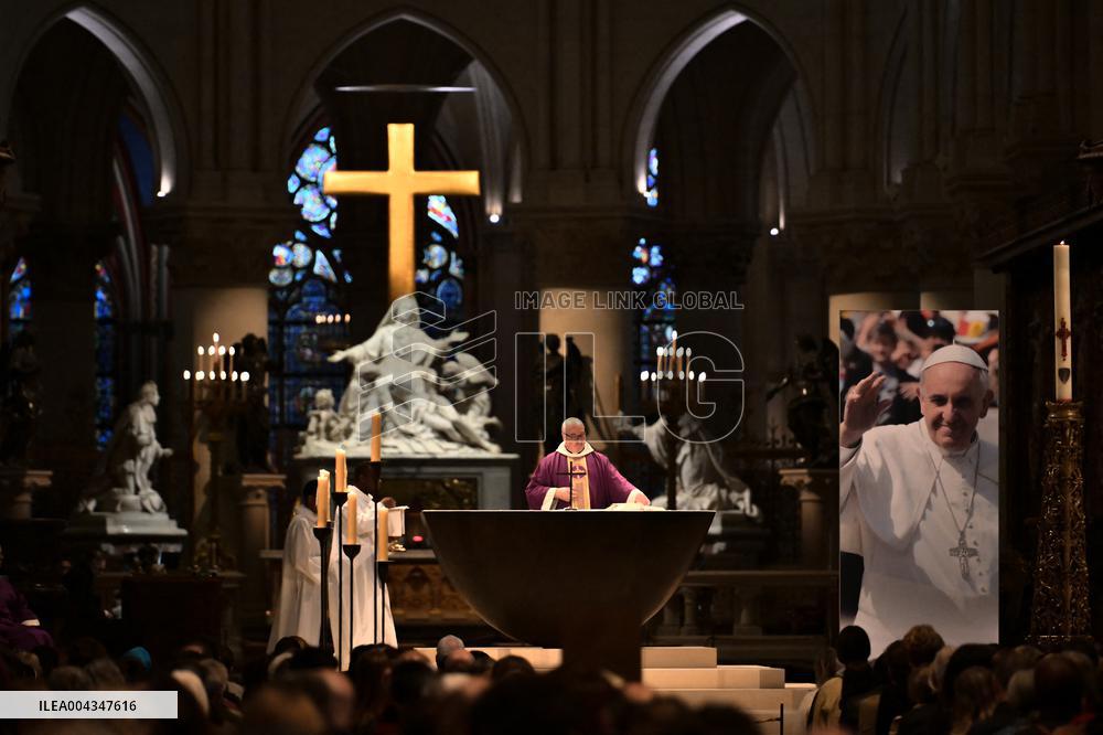 Mass at Notre Dame de Paris following Pope Francis death - FA