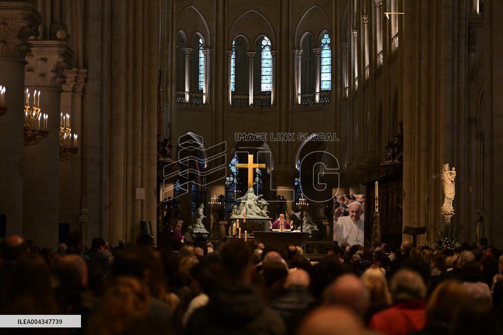 Mass at Notre Dame de Paris following Pope Francis death - FA