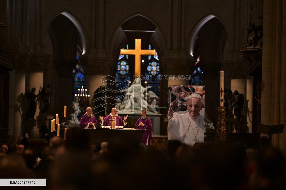 Mass at Notre Dame de Paris following Pope Francis death - FA