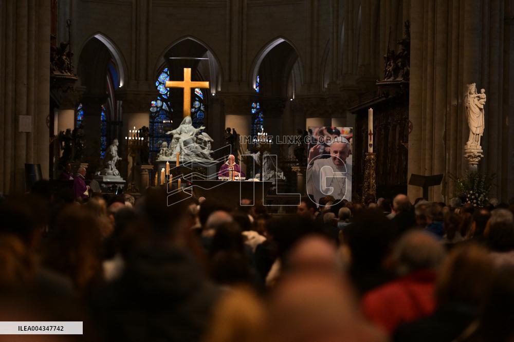 Mass at Notre Dame de Paris following Pope Francis death - FA
