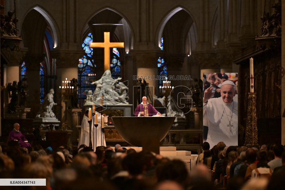 Mass at Notre Dame de Paris following Pope Francis death - FA