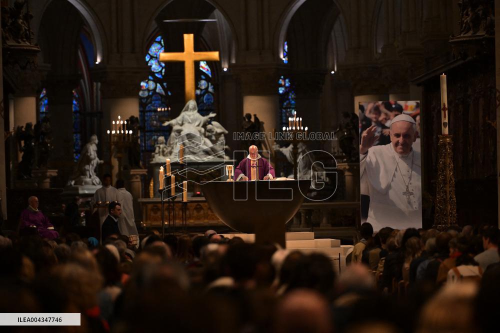 Mass at Notre Dame de Paris following Pope Francis death - FA