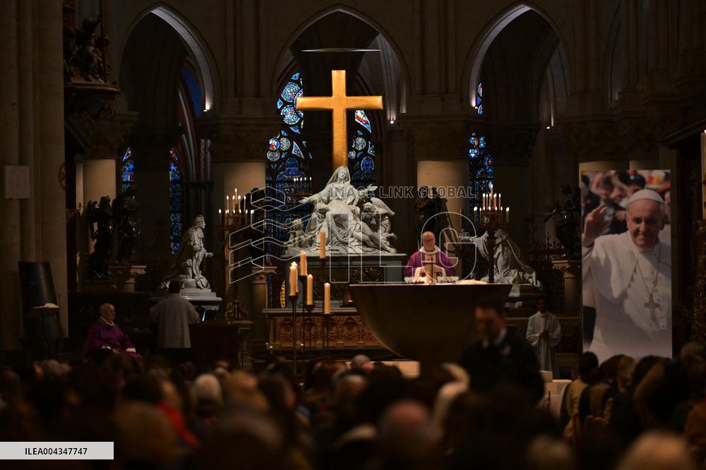 Mass at Notre Dame de Paris following Pope Francis death - FA