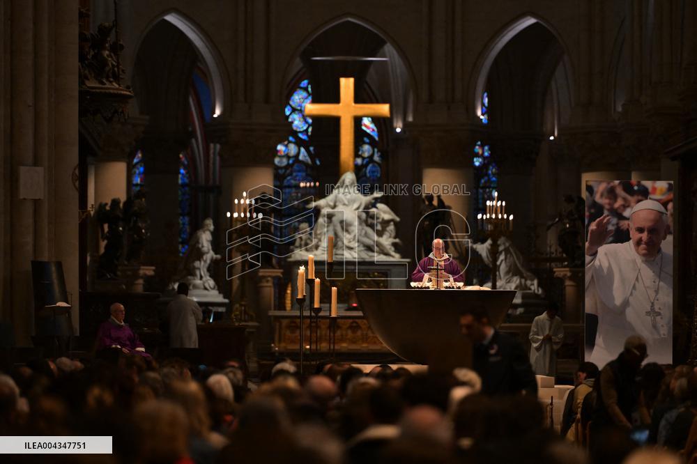 Mass at Notre Dame de Paris following Pope Francis death - FA