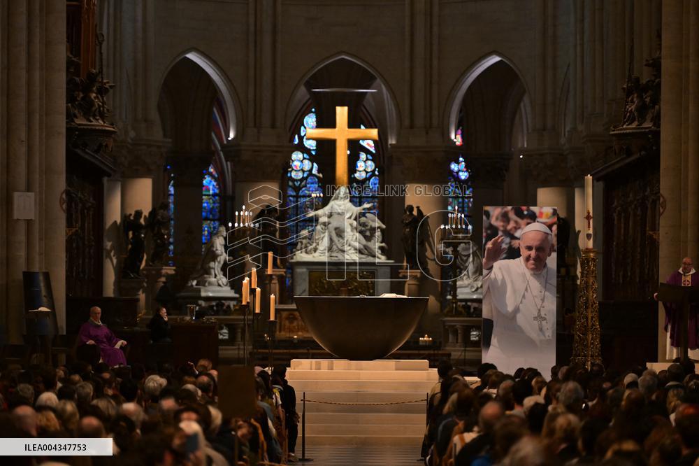 Mass at Notre Dame de Paris following Pope Francis death - FA