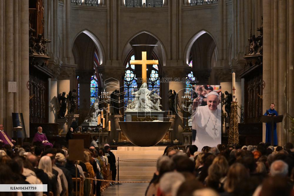 Mass at Notre Dame de Paris following Pope Francis death - FA