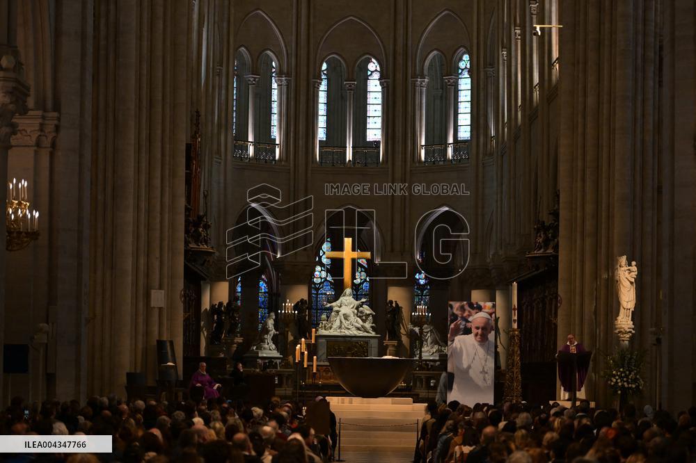 Mass at Notre Dame de Paris following Pope Francis death - FA