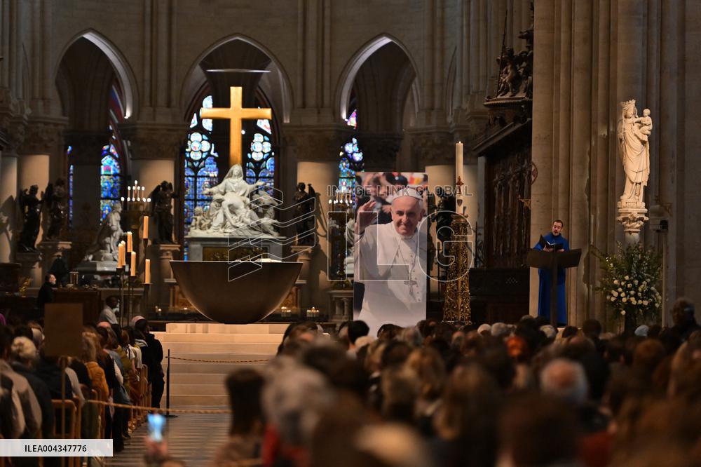 Mass at Notre Dame de Paris following Pope Francis death - FA