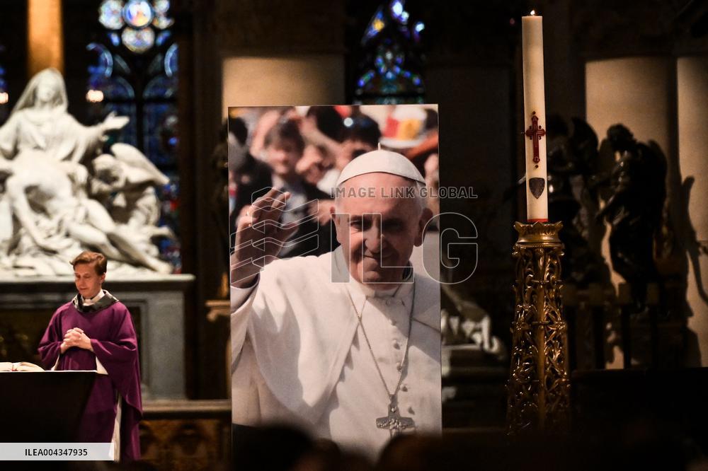Mass at Notre Dame de Paris following Pope Francis death - FA