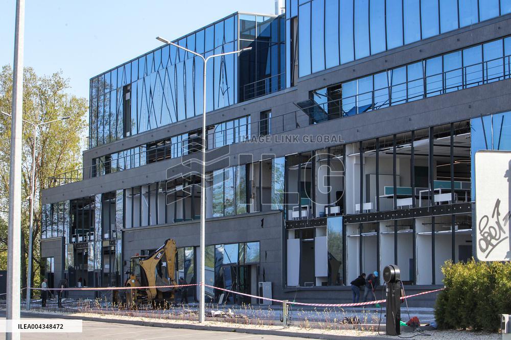 Consequences of Russian missile attack in Dnipro