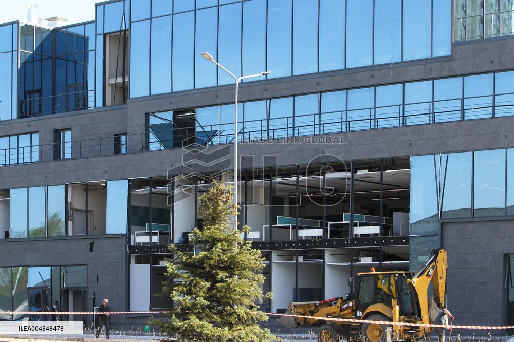 Consequences of Russian missile attack in Dnipro