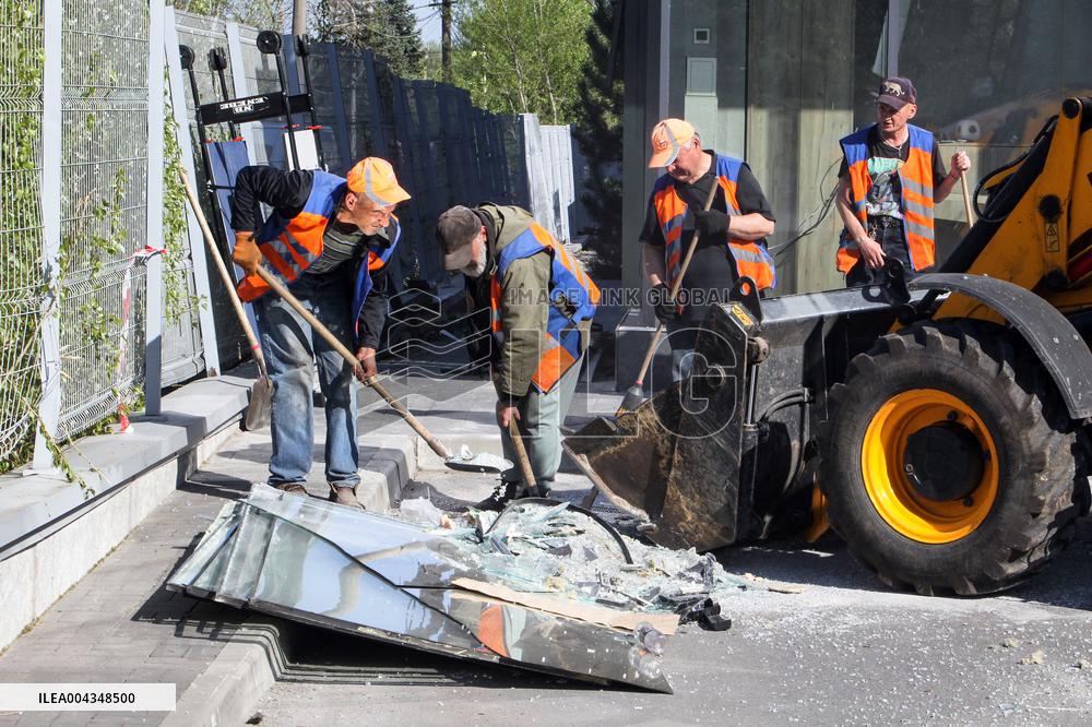 Consequences of Russian missile attack in Dnipro