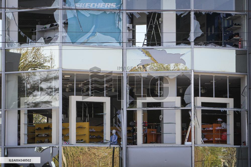 Consequences of Russian missile attack in Dnipro