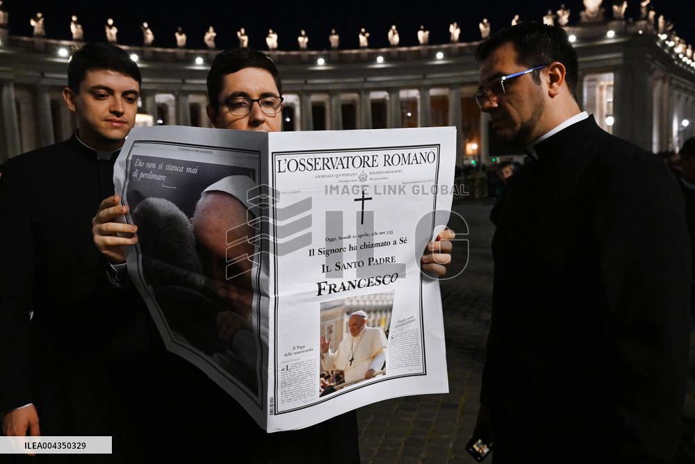 Osservatore Romano Confirms Death of Pope Francis - Vatican