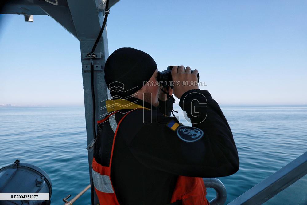 Ukrainian Navy on patrol in Black Sea off Odesa coast