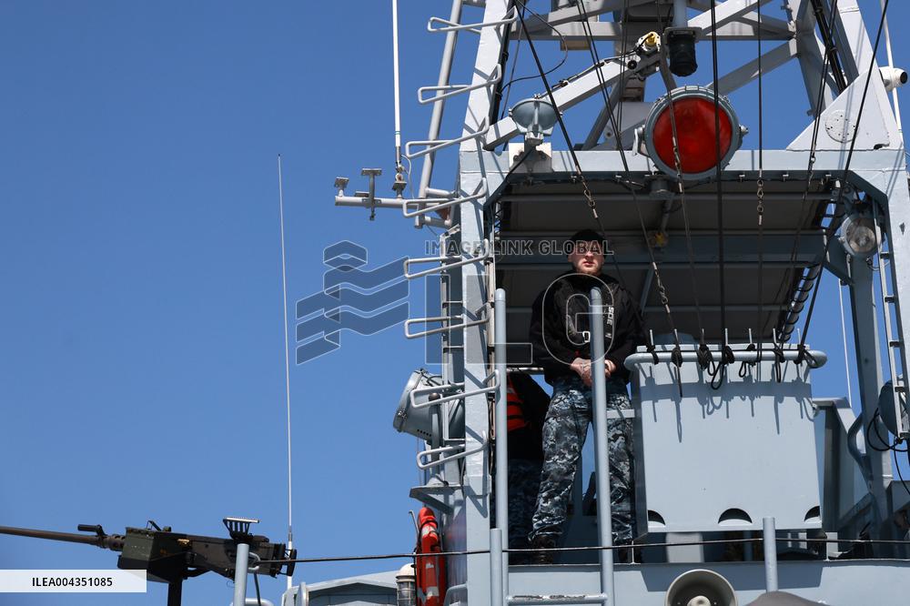 Ukrainian Navy on patrol in Black Sea off Odesa coast