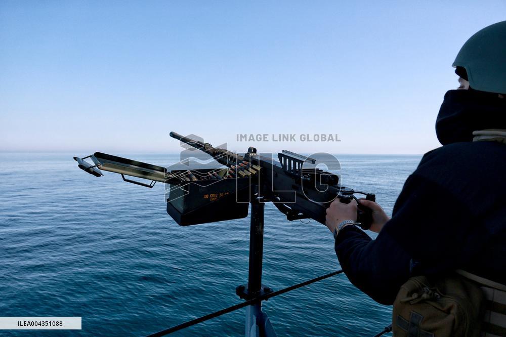 Ukrainian Navy on patrol in Black Sea off Odesa coast