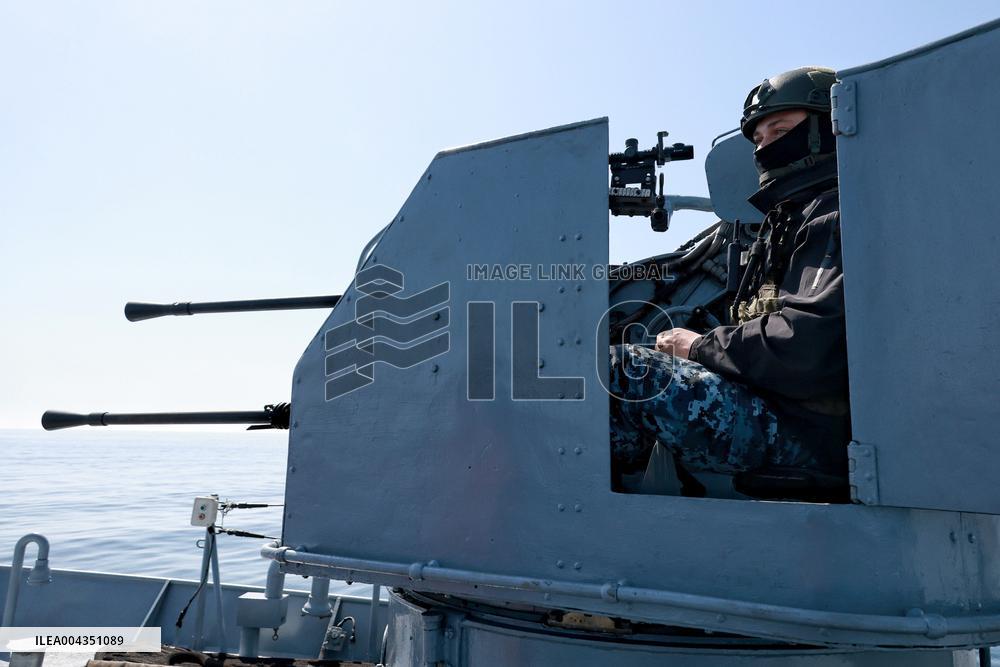 Ukrainian Navy on patrol in Black Sea off Odesa coast