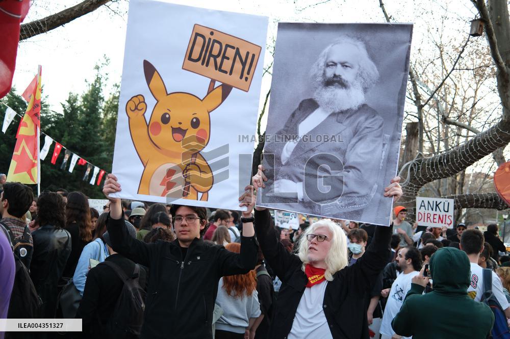 High School And  College Students Protest In Ankara