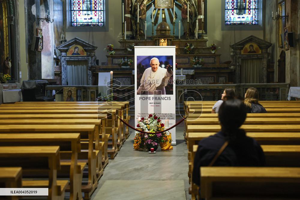 Memorial Events For Pope Francis At Church of St Mary Draperis - Istanbul
