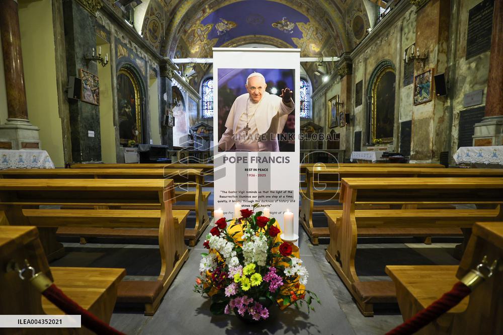 Memorial Events For Pope Francis At Church of St Mary Draperis - Istanbul