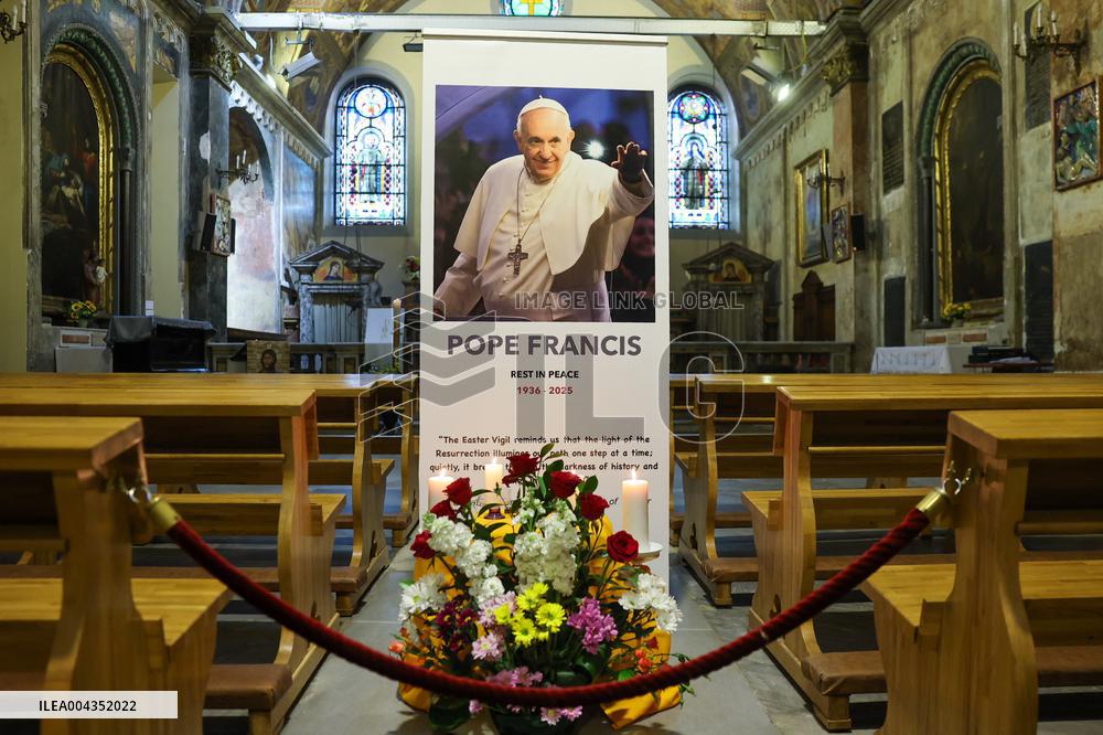 Memorial Events For Pope Francis At Church of St Mary Draperis - Istanbul