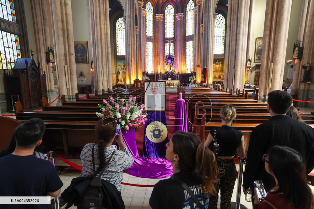 Memorial Events For Pope Francis At Church of Saint Anthony of Padua - Istanbul
