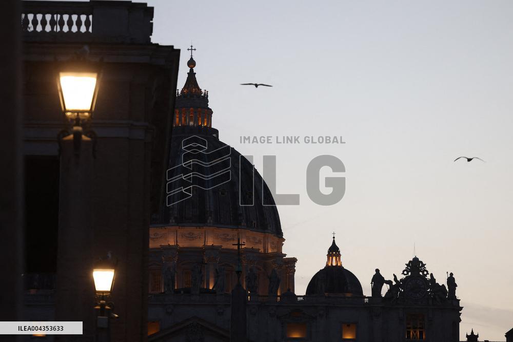 Transfer of the coffin of Roman Pontiff Francis to the vatican Basilica