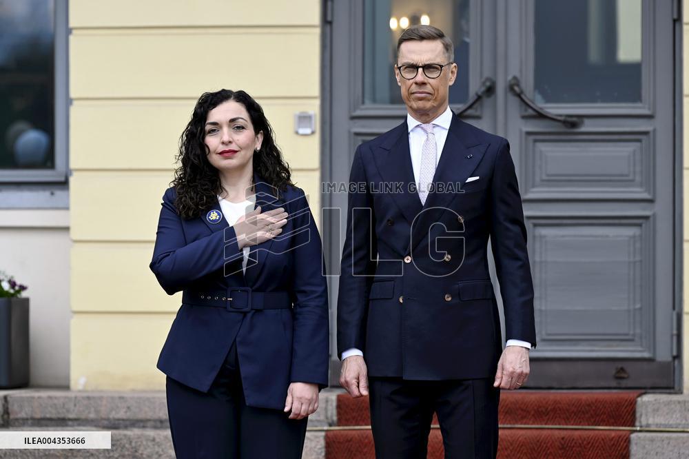 Finnish President Alexander Stubb meeting Kosovo's President Vjosa Osmani Sadriu