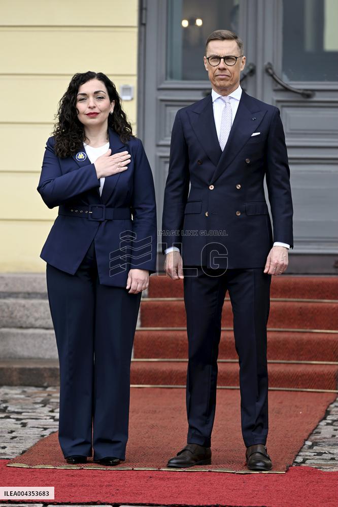 Finnish President Alexander Stubb meeting Kosovo's President Vjosa Osmani Sadriu