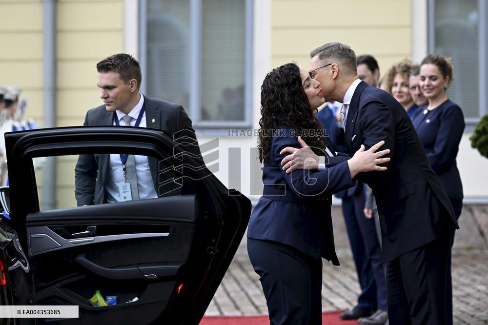 Finnish President Alexander Stubb meeting Kosovo's President Vjosa Osmani Sadriu