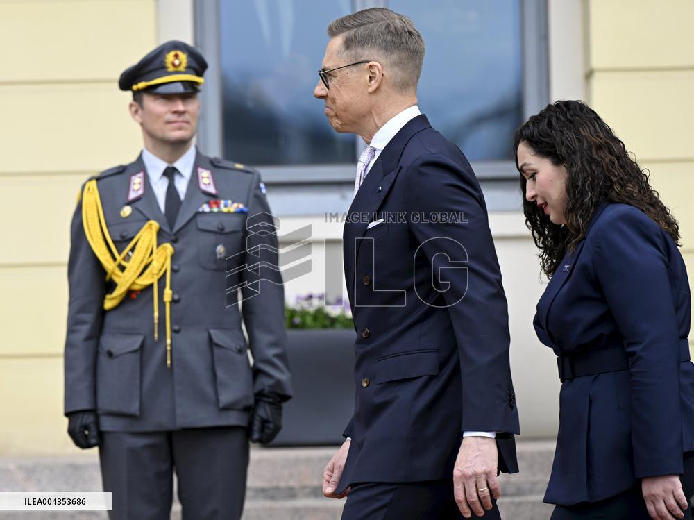 Finnish President Alexander Stubb meeting Kosovo's President Vjosa Osmani Sadriu