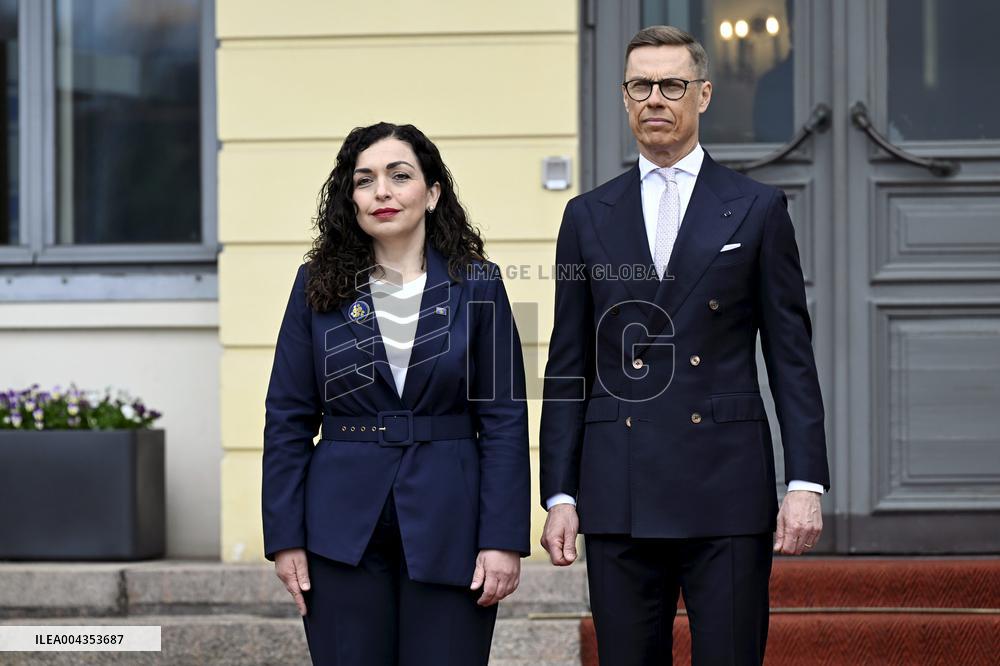 Finnish President Alexander Stubb meeting Kosovo's President Vjosa Osmani Sadriu