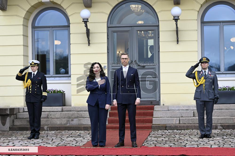 Finnish President Alexander Stubb meeting Kosovo's President Vjosa Osmani Sadriu