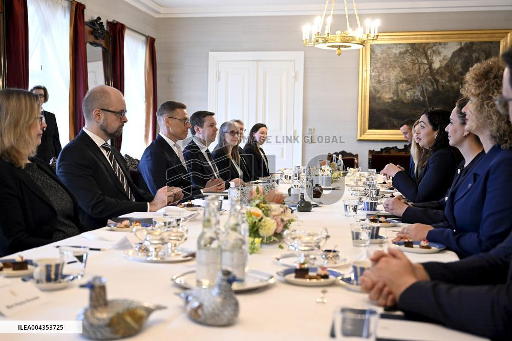 Finnish President Alexander Stubb meeting Kosovo's President Vjosa Osmani Sadriu