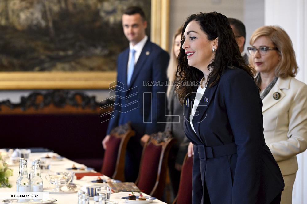 Finnish President Alexander Stubb meeting Kosovo's President Vjosa Osmani Sadriu