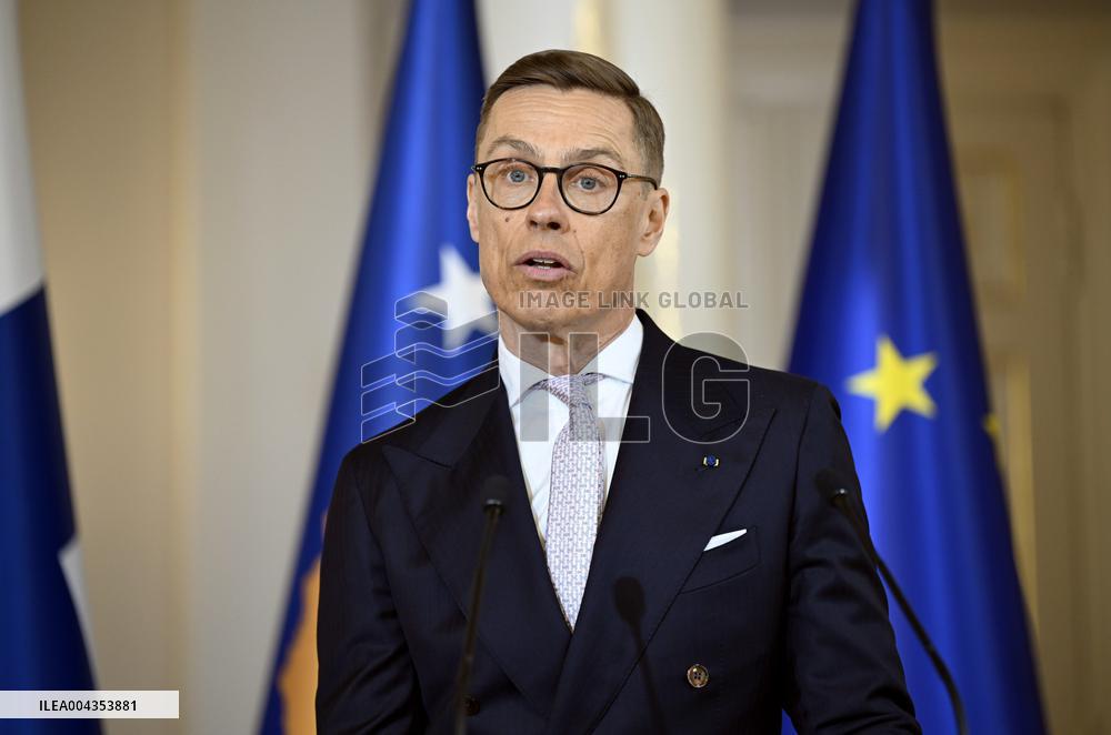 Finnish President Alexander Stubb meeting Kosovo's President Vjosa Osmani Sadriu