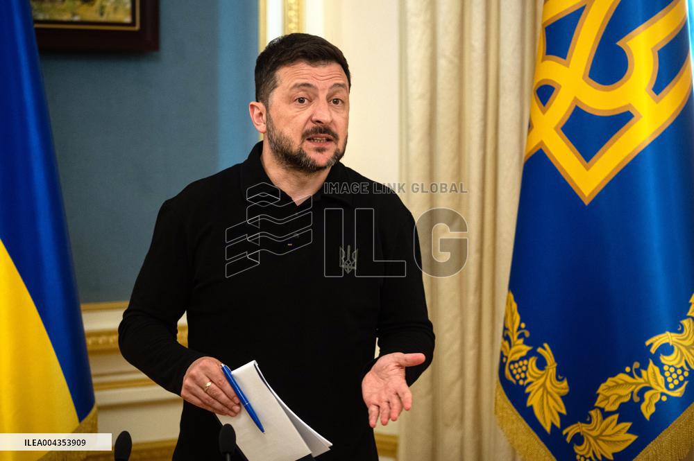 President Volodymyr Zelenskyy gives briefing