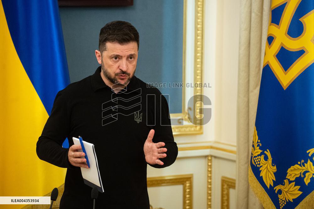 President Volodymyr Zelenskyy gives briefing