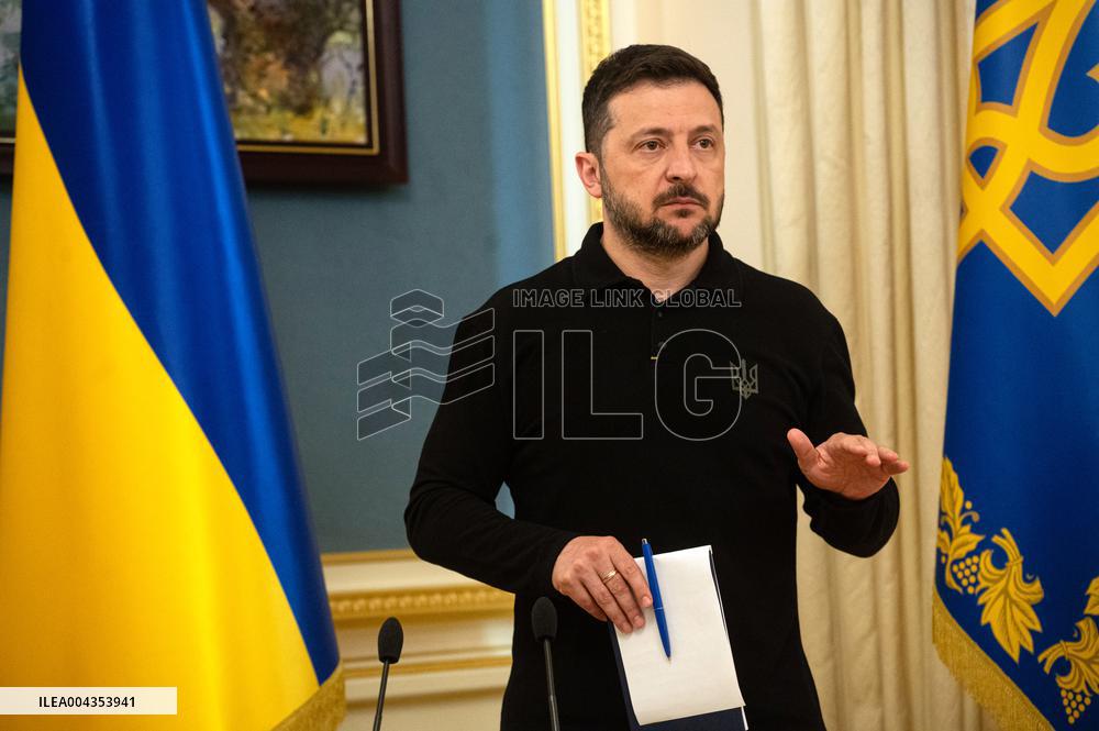 President Volodymyr Zelenskyy gives briefing
