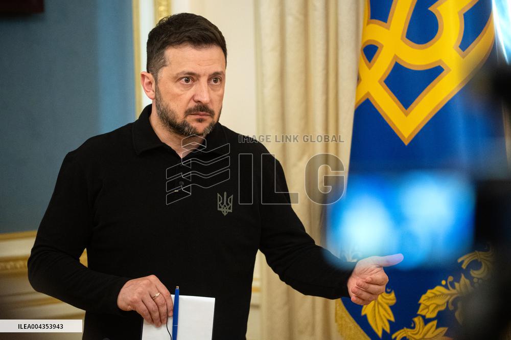 President Volodymyr Zelenskyy gives briefing