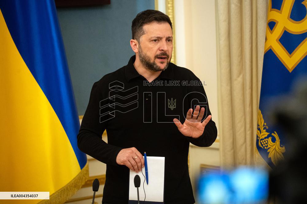 President Volodymyr Zelenskyy gives briefing